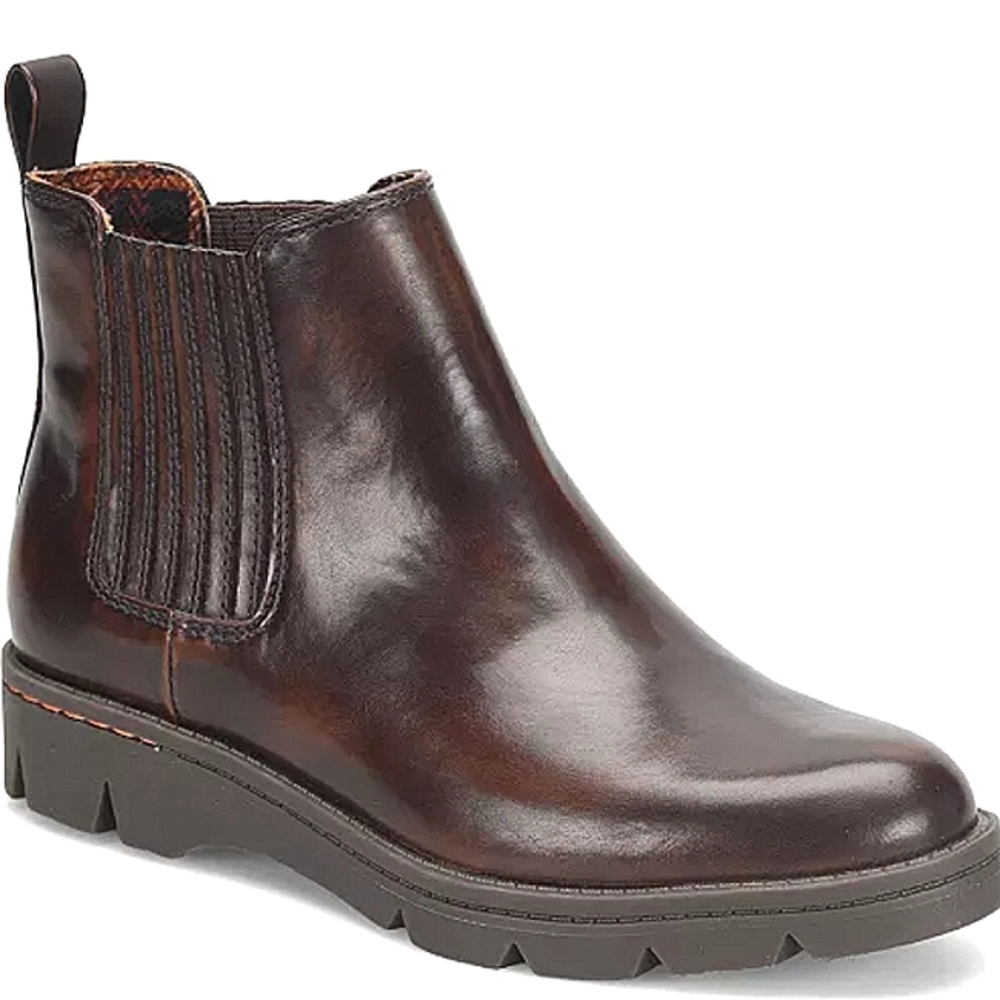 New w/Box Boc Erin Vegan Dk Brown Burnished Leather  Pull-On Ankle Booties Sz. 9